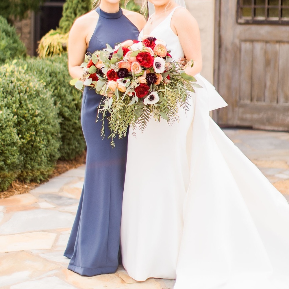 Blue maxi bridesmaid dress